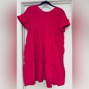 SHEIN short flutter sleeve, knee length, fuchsia dress